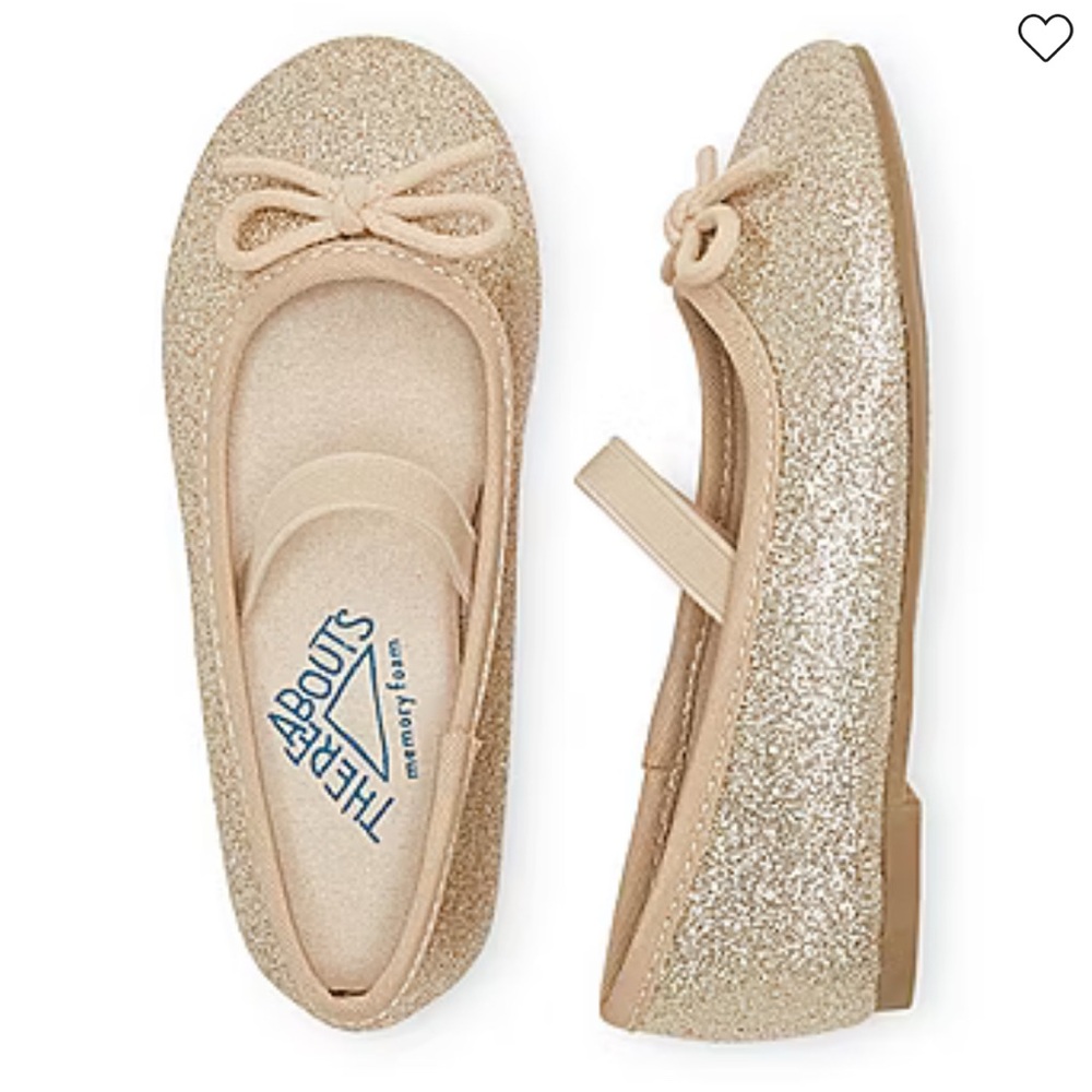 Gold Glitter Girls Ballet Flats